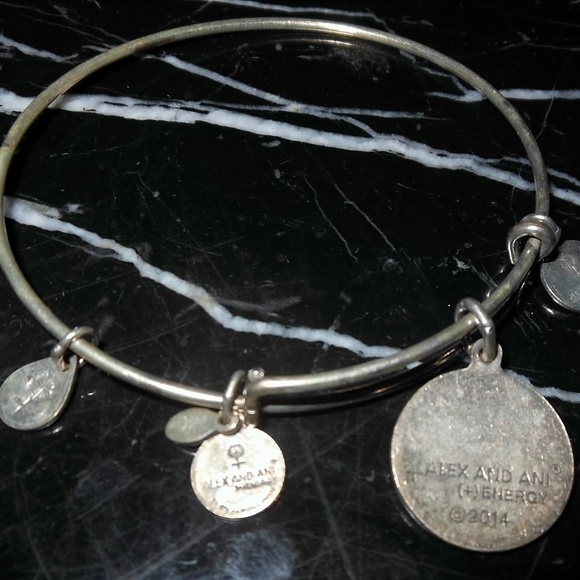 Alex and Ani Love Charm Rafaelian Silver Bangle Br - Picture 4 of 5
